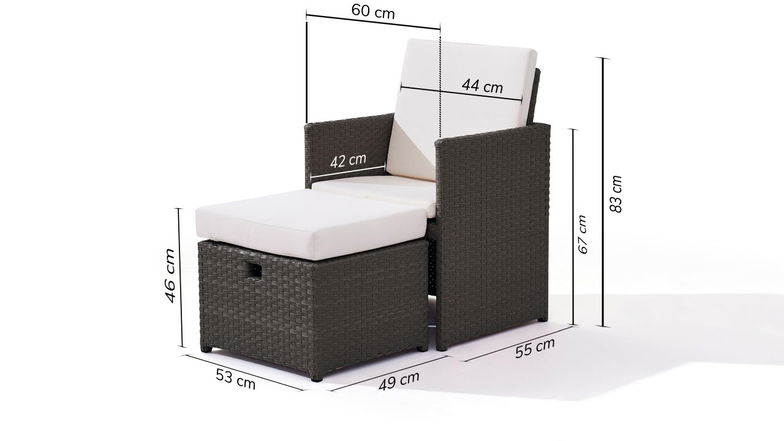 Stuhl und Hocker Bodiner, je 2 Stück