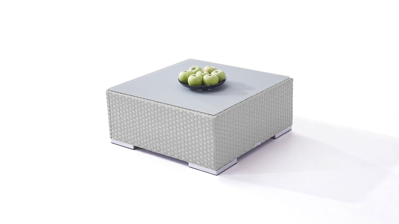 Polyrattan Cube Tisch 75 cm - grau satiniert