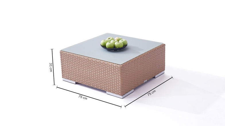 Polyrattan Cube Tisch 75 cm - grau satiniert