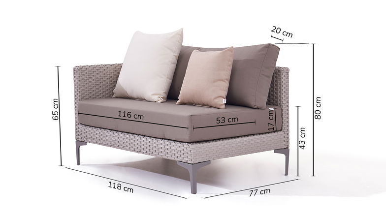 Slim Abschlusssofa 118 cm, links